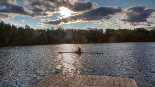 Rowing on a river